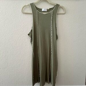 Sage Green Exposed Stitch Bodycon Sleeveless Mini Dress, isalis, size L